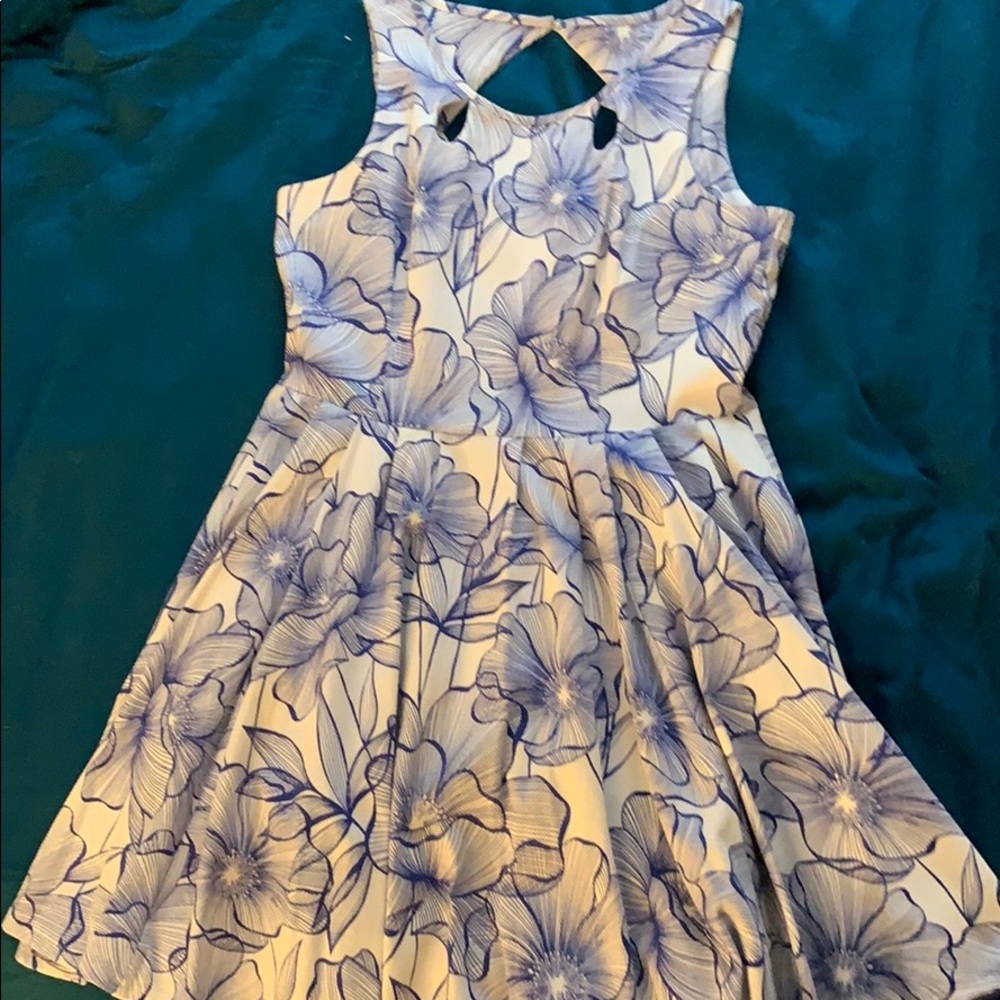 Blue and white floral dress